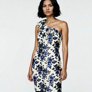Willow Glen Blue Floral One-Shoulder Dress